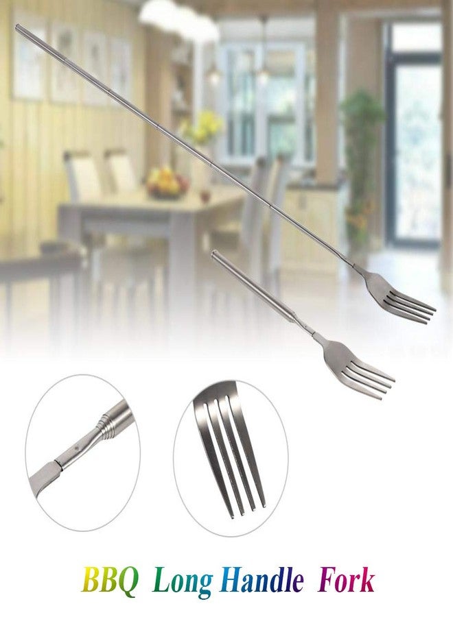 Perpercy Telescopic Fork, 3PCS Stainless Steel Extendable Long Handle BBQ Dinner Fruit Dessert Fork, Sturdy and Durable 8.7-25.4inch - Image 2