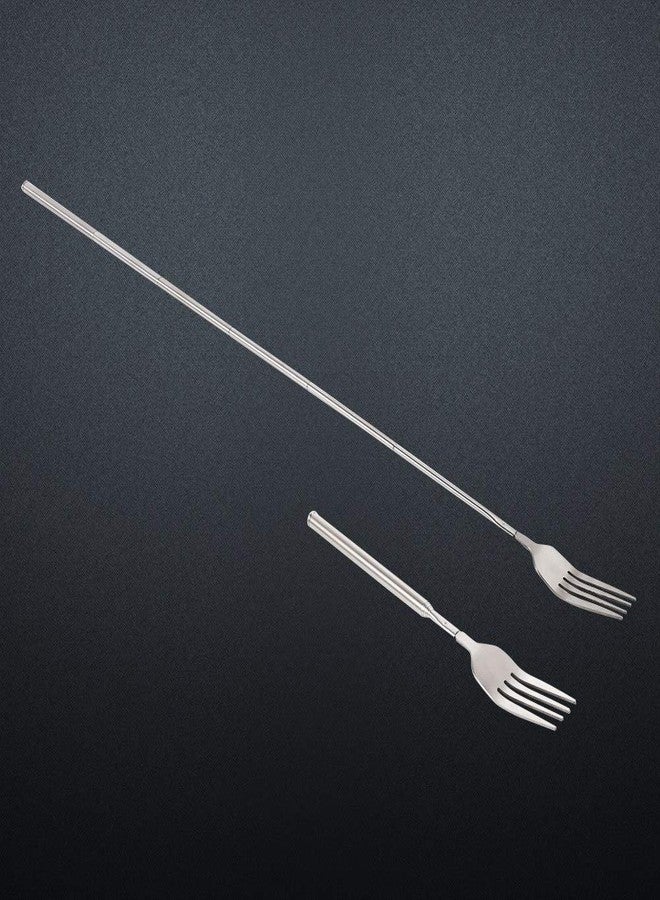 Perpercy Telescopic Fork, 3PCS Stainless Steel Extendable Long Handle BBQ Dinner Fruit Dessert Fork, Sturdy and Durable 8.7-25.4inch - Image 3