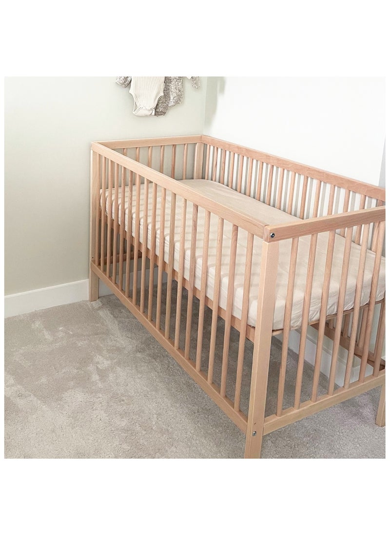 Mokee Mokee 2 in 1 Scandinavian Convertible Mini Cot Bed 120x60cm - Natural Beech  - Image 2