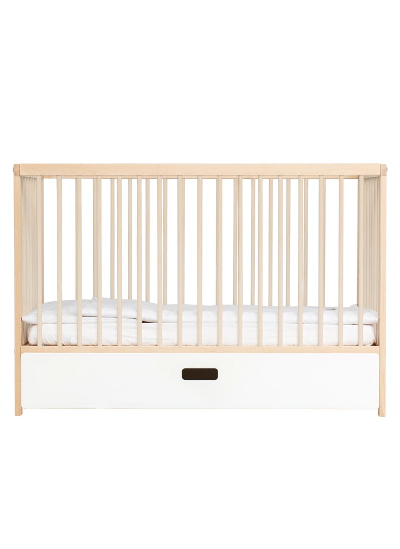 Mokee Mokee 2 in 1 Scandinavian Convertible Mini Cot Bed 120x60cm - Natural Beech  - Image 3