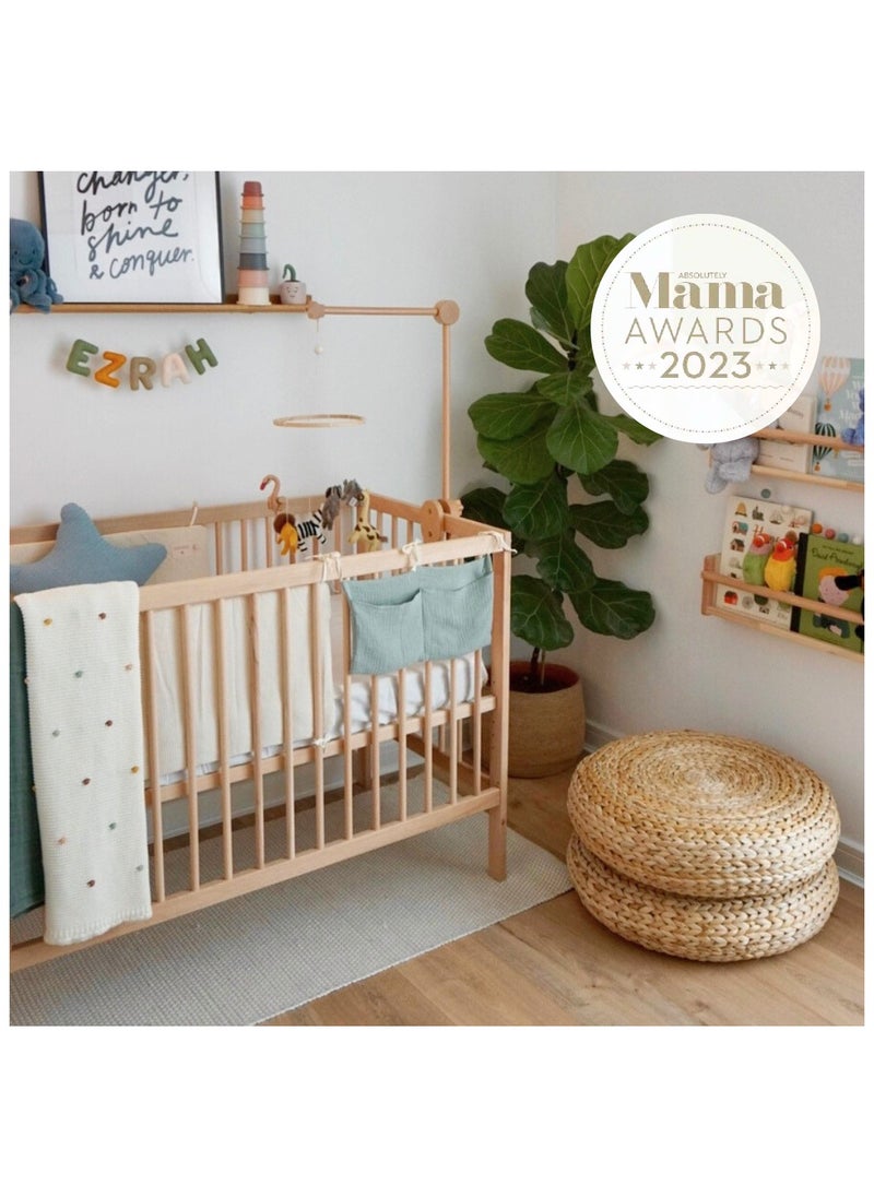 Mokee Mokee 2 in 1 Scandinavian Convertible Mini Cot Bed 120x60cm - Natural Beech  - Image 4