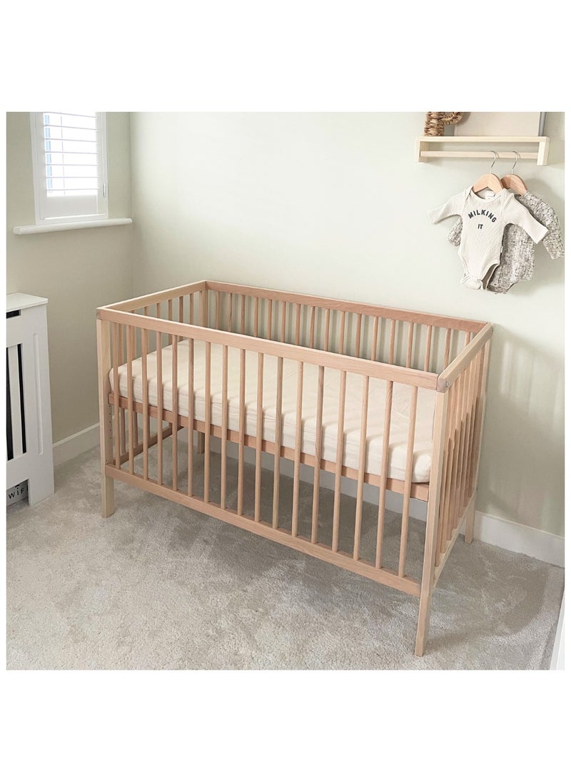 Mokee Mokee 2 in 1 Scandinavian Convertible Mini Cot Bed 120x60cm - Natural Beech  - Image 5