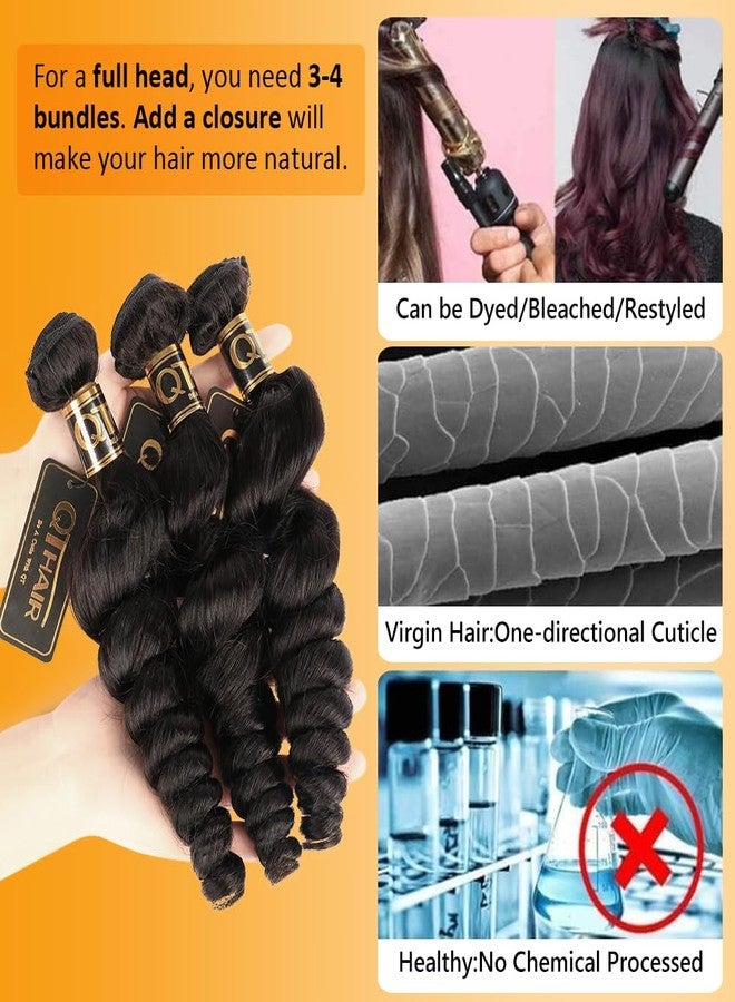 QTHAIR 18A Brazilian Loose Wave Hair Bundles With Closure (14 16 18+12inch) 3 Bundles with 4X4 Lace Closure Free Part Virgin Remy Hair Brazilian Weave Human Hair - Image 5