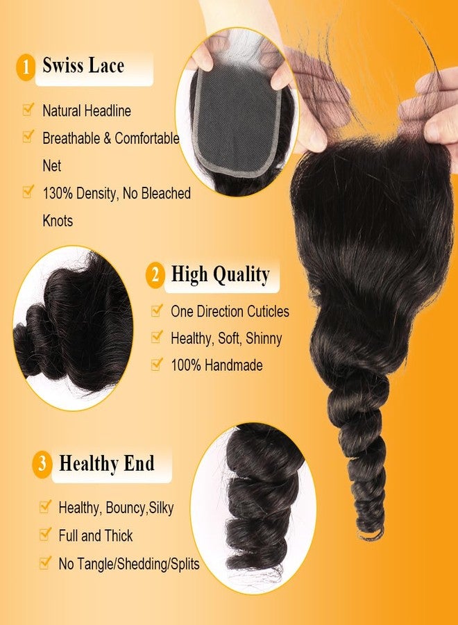 QTHAIR 18A Brazilian Loose Wave Hair Bundles With Closure (14 16 18+12inch) 3 Bundles with 4X4 Lace Closure Free Part Virgin Remy Hair Brazilian Weave Human Hair - Image 4