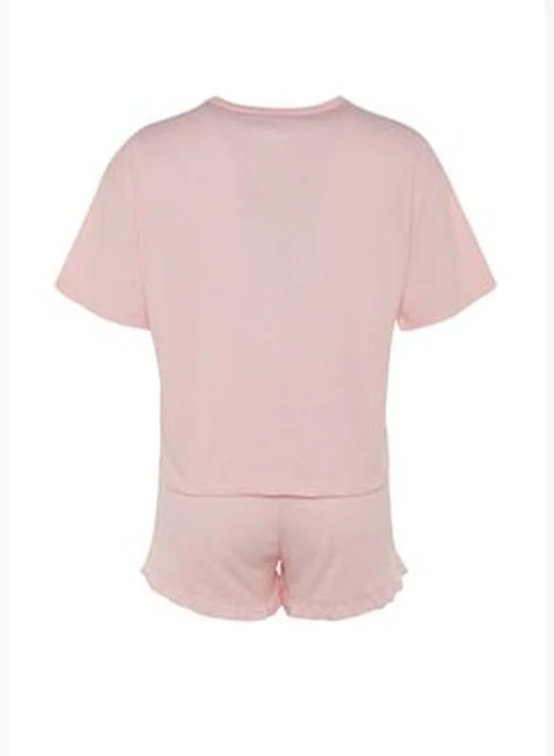 trendyol Pink Printed Knitted Pajamas Set THMSS22PT0422