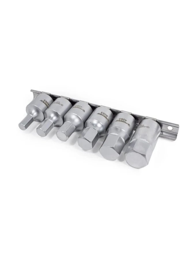 فورساج طقم سوكيت for oil drain plugs 6pcs, 1/2", 6 point, (8,10,12,14,17,19), on bar - Image 2