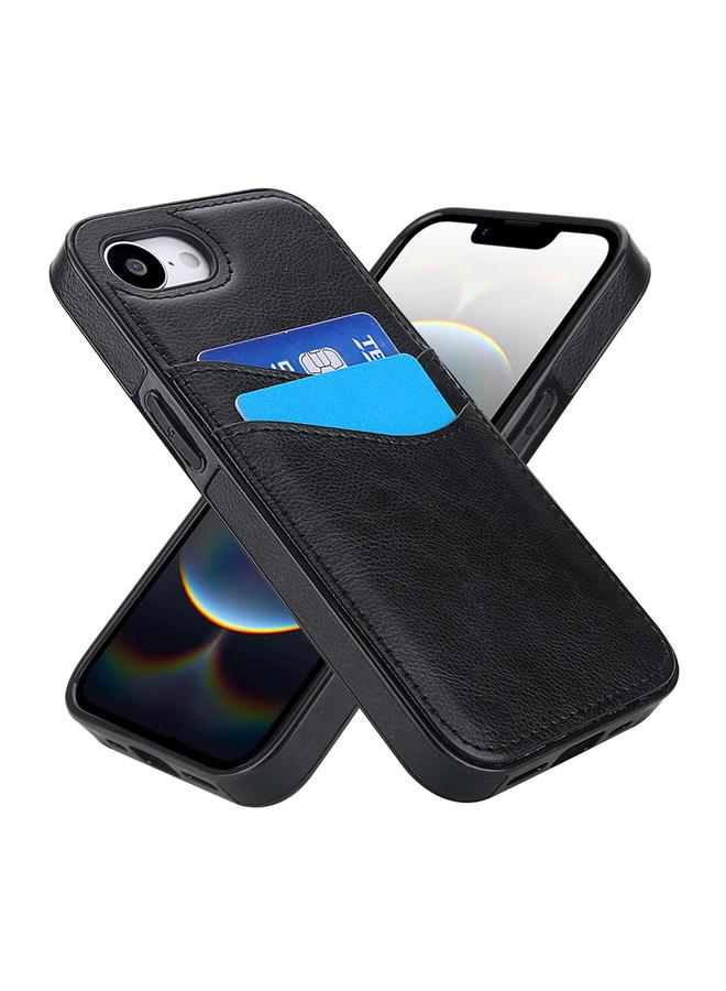 S-TOP Case For iPhone 16e Litchi Leather Skin Card Slots Phone Case - Image 2