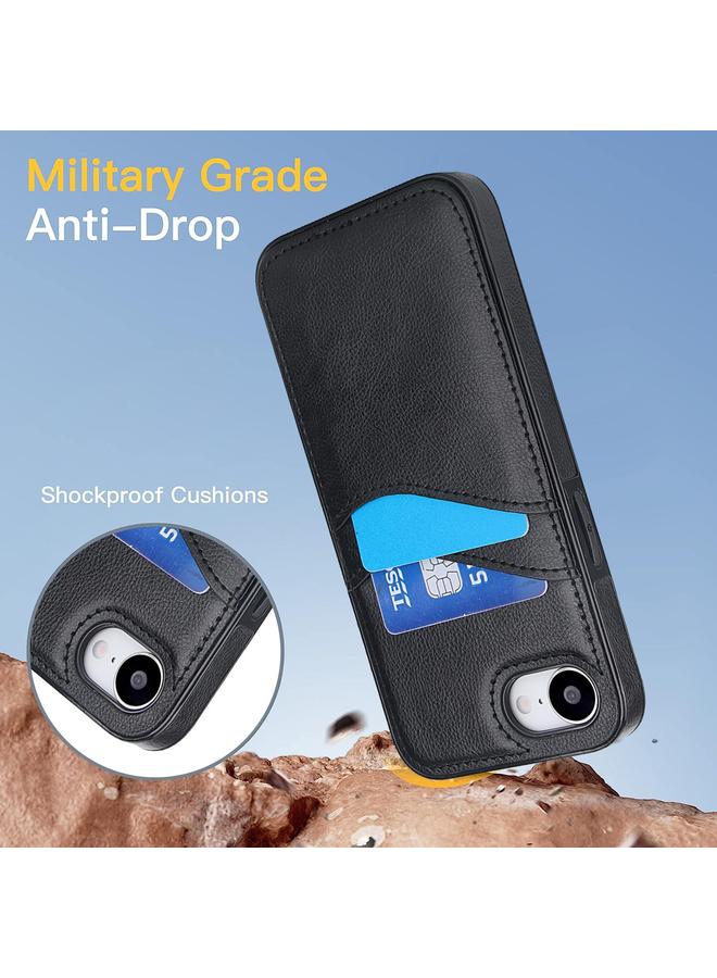 S-TOP Case For iPhone 16e Litchi Leather Skin Card Slots Phone Case - Image 3