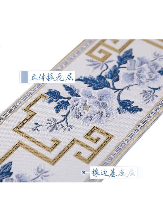 Avivi Aiwei Table Runner, Chinese-Style Tablecloth, Coffee Table Cloth, Long Tea Mat, Tea Table Fabric, Dining Table Mat, 33*240, National Color Radiance, Blue - Image 3