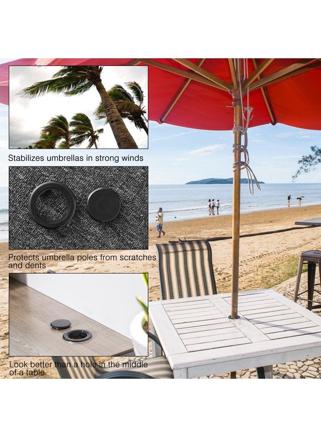 Bememo 2 Inch Patio Table Umbrella Hole Ring and Cap Set, Standard Size Umbrella Thicker Hole Ring Plug and Cap Set (Black, 2 Set) - Image 2