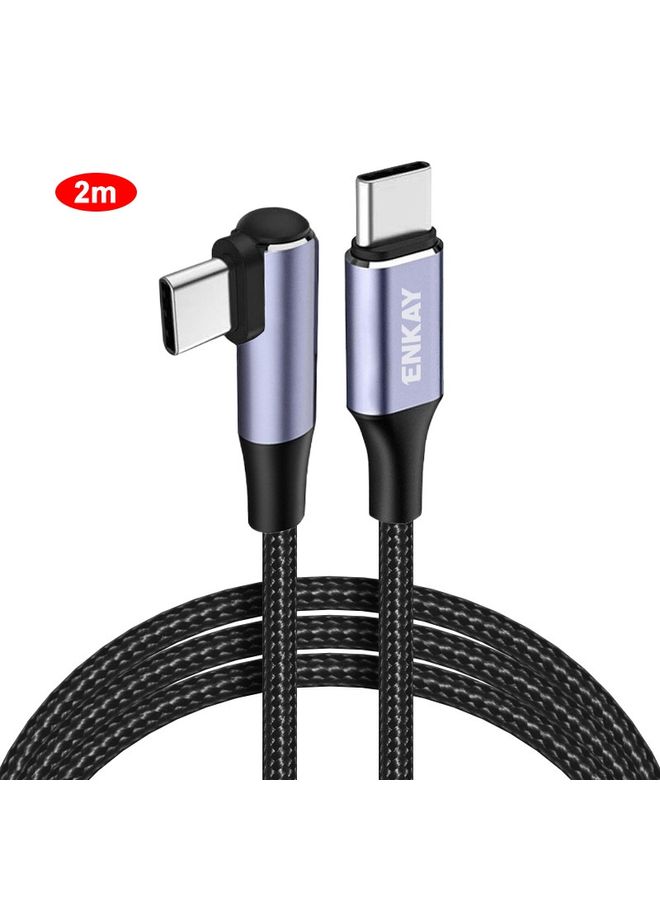 ENKAY ENKAY PD100W 5A USB-C / Type-C to Type-C Elbow Fast Charging Cable with E-Marker, Length:2m  - Image 1