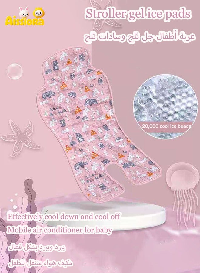 Aissiora Baby stroller cooling mat ice pad Stroller seat cushion Stroller gel cooling pads Child safety seat cooling pads The principle of scientific and technological cooling Cool and breathable Dissolve your baby's body heat Suitable for summer to bring continuous cooling to your baby Common to all models 27*13 inches (pink)  - Image 3