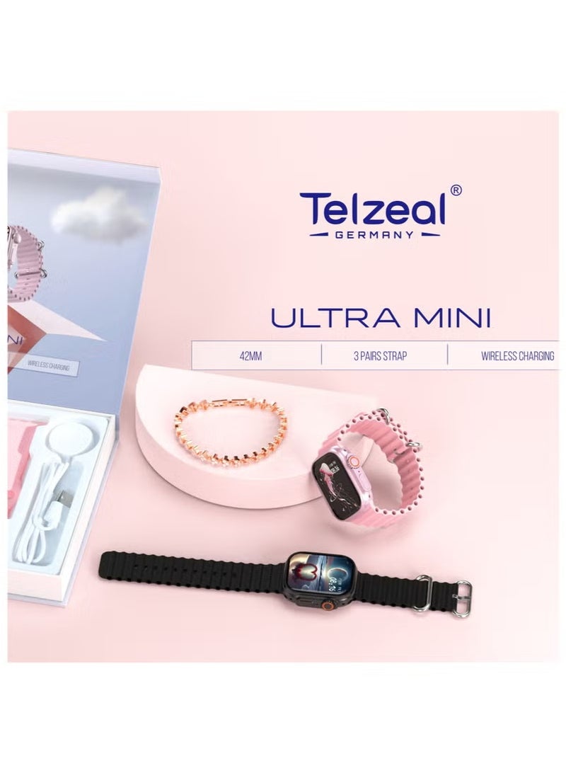 Telzeal Ultra Mini 38MM Ladies Smart Watch with 3 Stylish Interchangeable Straps, Compatible with Android & iOS, Wireless Charging, Heart Rate & Fitness Tracking, Free Elegant Gift Bracelet Included, Ideal Fashion Gift for Women, Slim Design for Daily Elegance - Image 2