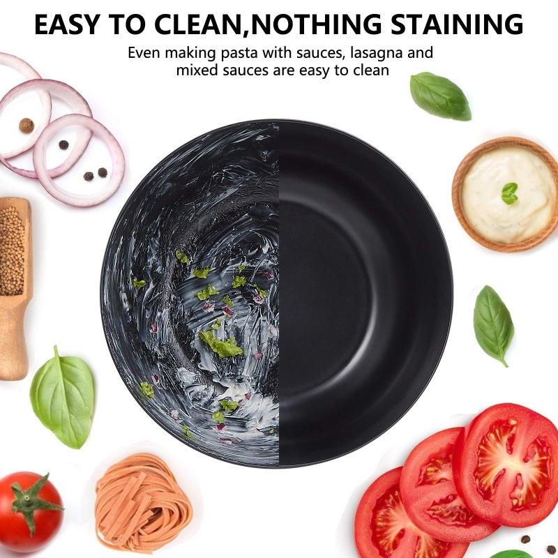 ECOHAGOU 10" Large Salad Serving Bowl with Utensils in Lid, Bamboo Fiber Salad Bowl with Lid, Mixing Bowl with Servers set for Pasta,Fruit,Veggies,Popcorn to Replace Wooden Bowls - Matte Black - Image 5