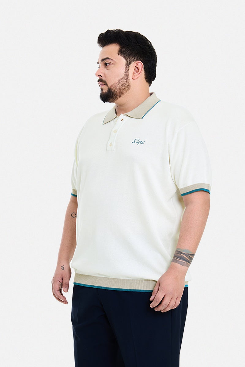 SNITCH Off-White Solid Half Sleeve Regular Fit Casual T-Shirt - Image 4