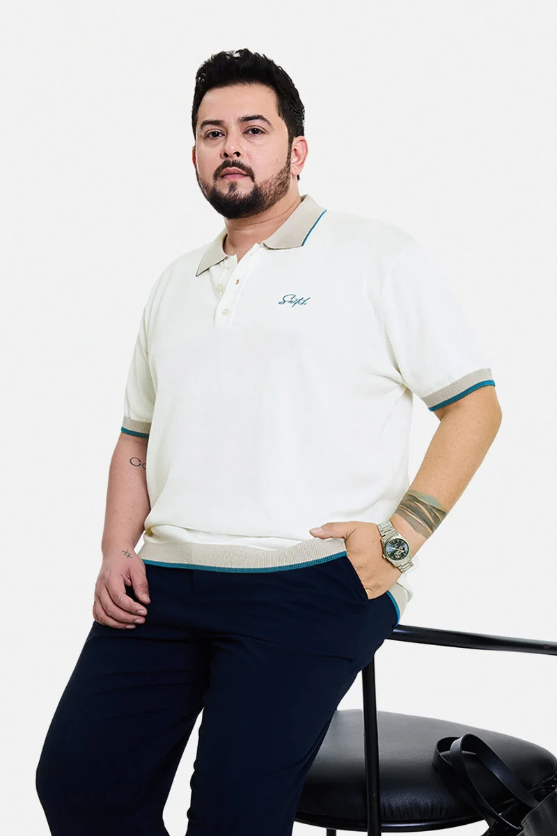 Off-White Solid Half Sleeve Regular Fit Casual T-Shirt