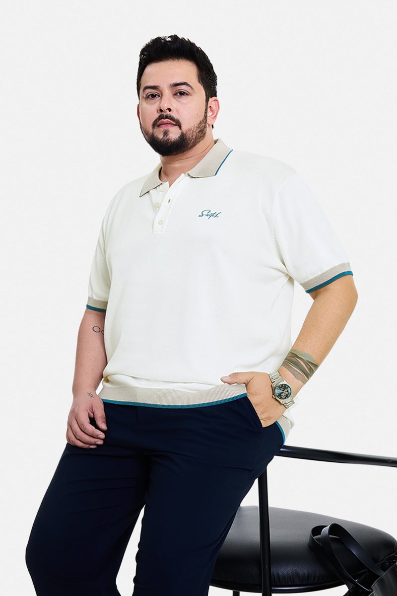 SNITCH Off-White Solid Half Sleeve Regular Fit Casual T-Shirt - Image 1