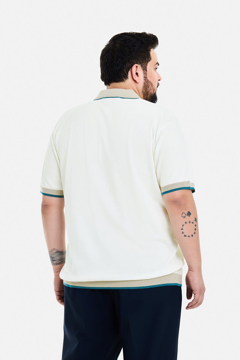 SNITCH Off-White Solid Half Sleeve Regular Fit Casual T-Shirt - Image 5