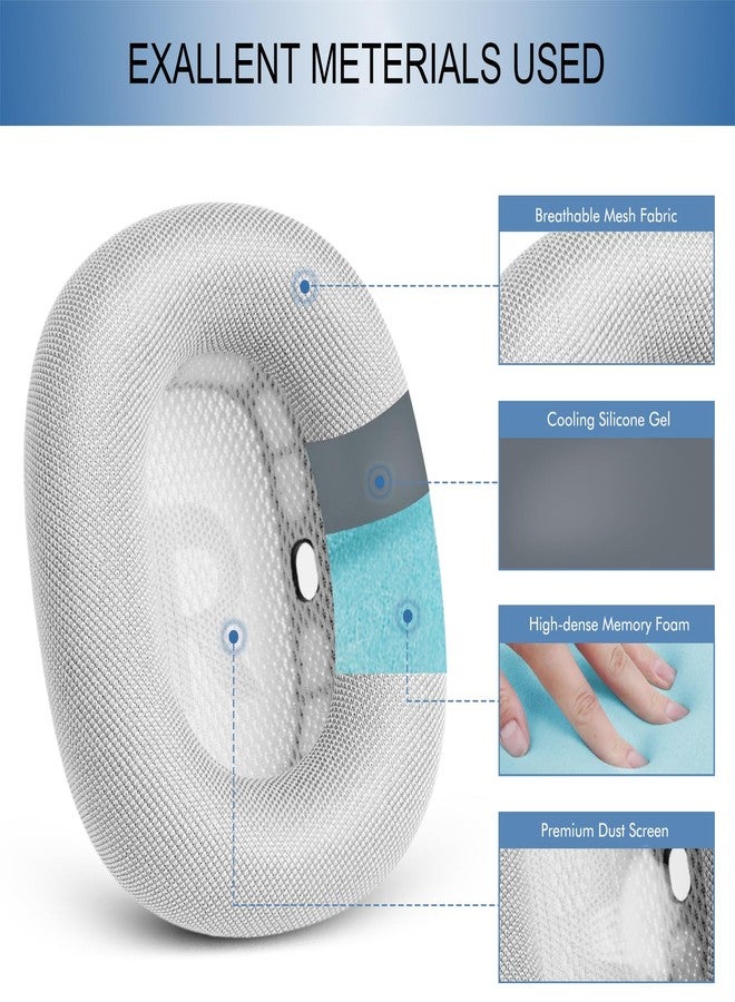 GEVO Upgraded Ear Cushions Replacement Earpads for Apple AirPods Max Headphones, Mesh Fabric Ear Pads Cover with Memory Foam and Magnet for AirPods Max (White) - Image 4