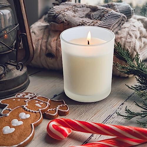 SHOWIN Thick Candle Jars for Making Candles 12 Pcs, 7 OZ Empty Jars with Wood Lids for Candle Making, Sample Container, Frosted White - Image 4