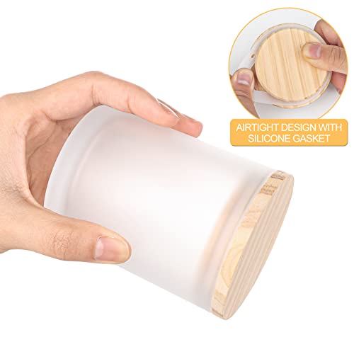 SHOWIN Thick Candle Jars for Making Candles 12 Pcs, 7 OZ Empty Jars with Wood Lids for Candle Making, Sample Container, Frosted White - Image 3