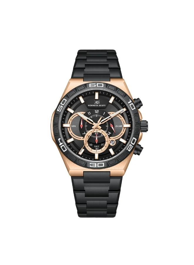Kenneth Scott Men's Chronograph  Black  Dial Watch - K26101-KBBB