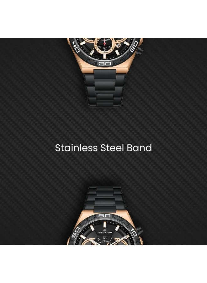 KENNETH SCOTT  Kenneth Scott Men's Chronograph  Black  Dial Watch - K26101-KBBB for Men | Best Price UAE
