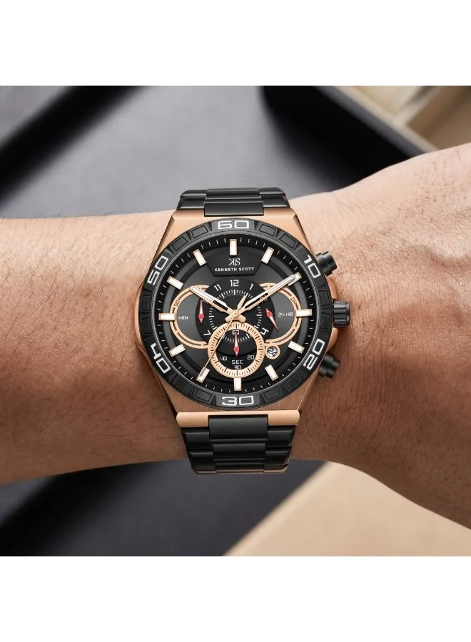KENNETH SCOTT  Kenneth Scott Men's Chronograph  Black  Dial Watch - K26101-KBBB for Men | Best Price UAE