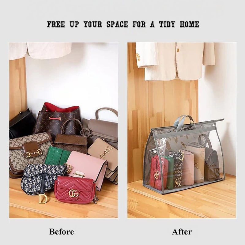 Fazhongfa 2Pcs Dust Bags For Handbags Clear Purse Storage Organizer Non-Woven Hanging Bag Closet With Zipper And Handle (Small  Cream Color) - Image 5
