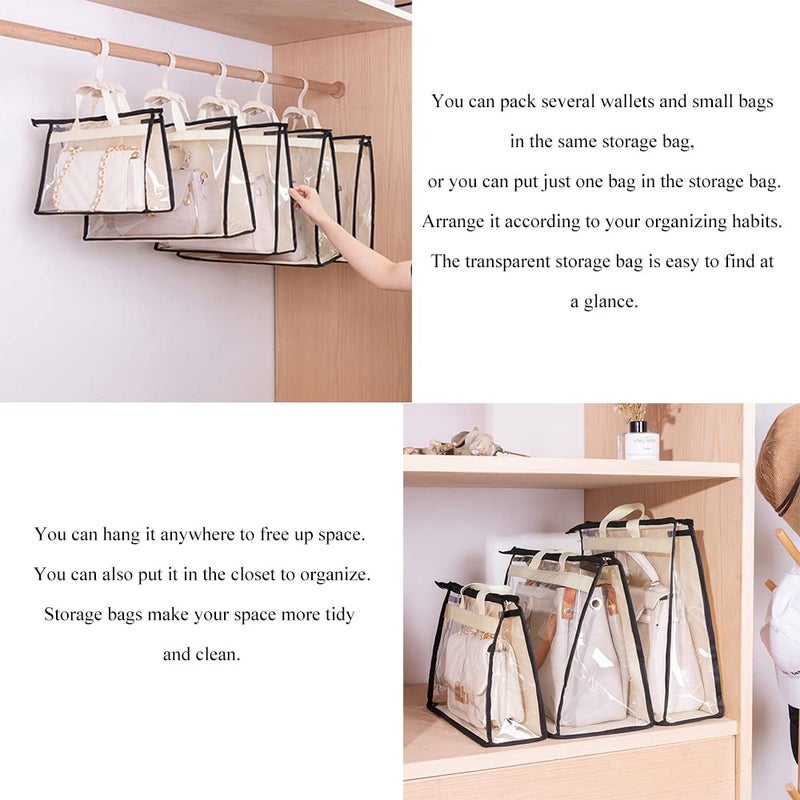 Fazhongfa 2Pcs Dust Bags For Handbags Clear Purse Storage Organizer Non-Woven Hanging Bag Closet With Zipper And Handle (Small  Cream Color) - Image 4