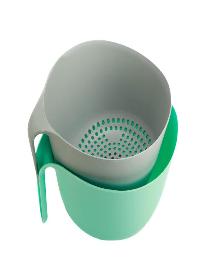 Gluman Washing Vegetables and Fruit Draining Basket Strainer | Fruit Basket for Dining Table | Detachable Double Layer Drain Salad Bowl | Anti-Skid Bottom Pegs (Teal Green) - Image 1