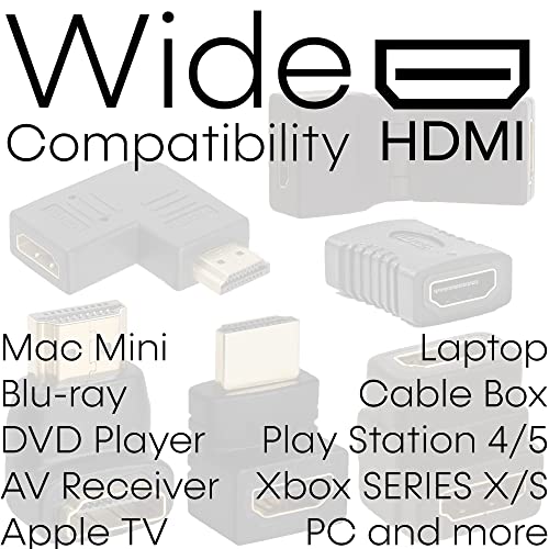 Cmple - 4k HDMI Adapter Male to Female Port Saver 90 Degree Downward HDMI Coupler, for TV, Monitors, Projector, Xbox, PS4, Firestick, HDTV, Laptop - Image 3