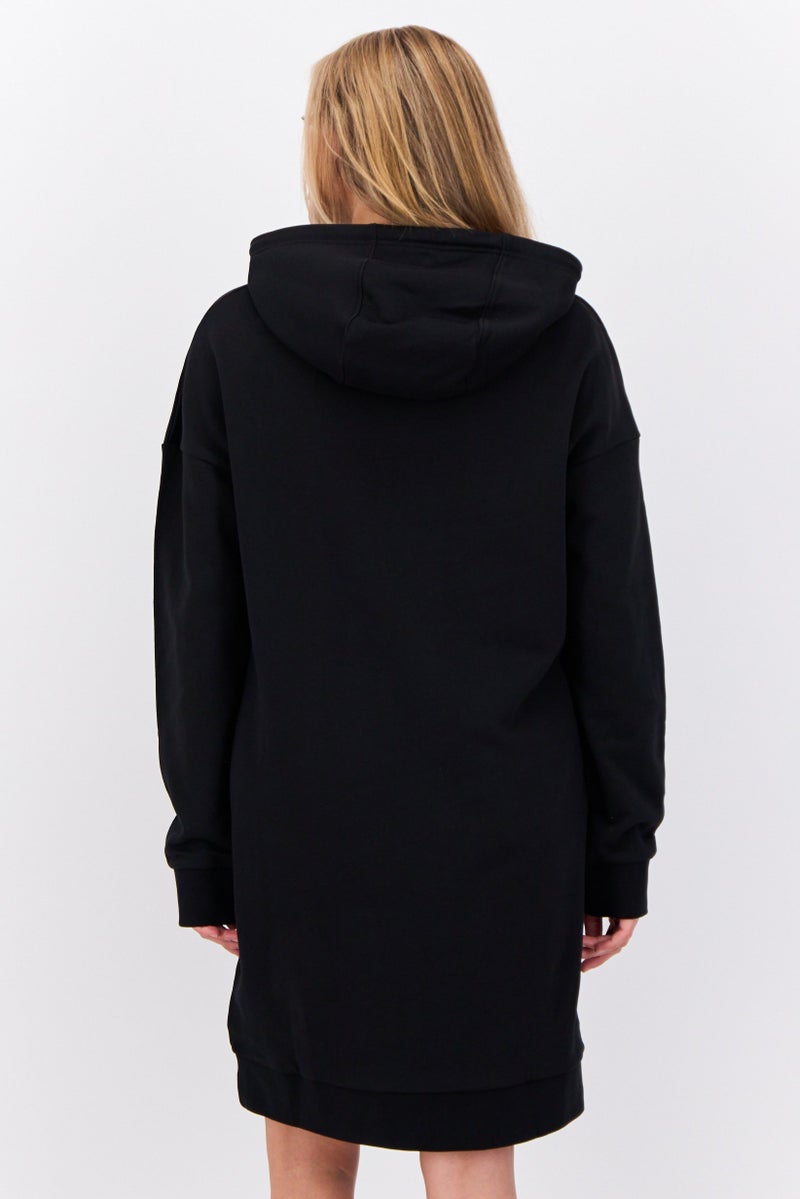 Lyle & Scott Women Brand Logo Hooded Sweatshirt Dress, Black - Image 3