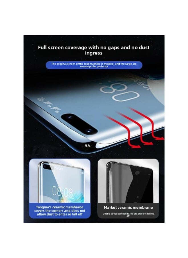 Generic - For HuaweiMate40pro Tempered Film Mate 50 Mobile Phone Film P40 Pro Ceramic P30/P50/P60Pro-Color:Mixed 3-set Ultra-clear 1 Set + 1 Set Of Blue Light + 1 Set Of Anti-peep Second Template, Sensitive Touch Control-Size:For HuaweiMate50rs Porsche Design - Image 1