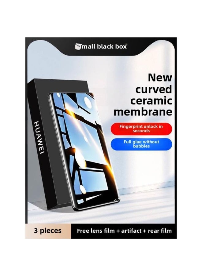 Generic - For HuaweiMate40pro Tempered Film Mate 50 Mobile Phone Film P40 Pro Ceramic P30/P50/P60Pro-Color:Mixed 3-set Ultra-clear 1 Set + 1 Set Of Blue Light + 1 Set Of Anti-peep Second Template, Sensitive Touch Control-Size:For HuaweiMate50rs Porsche Design - Image 1