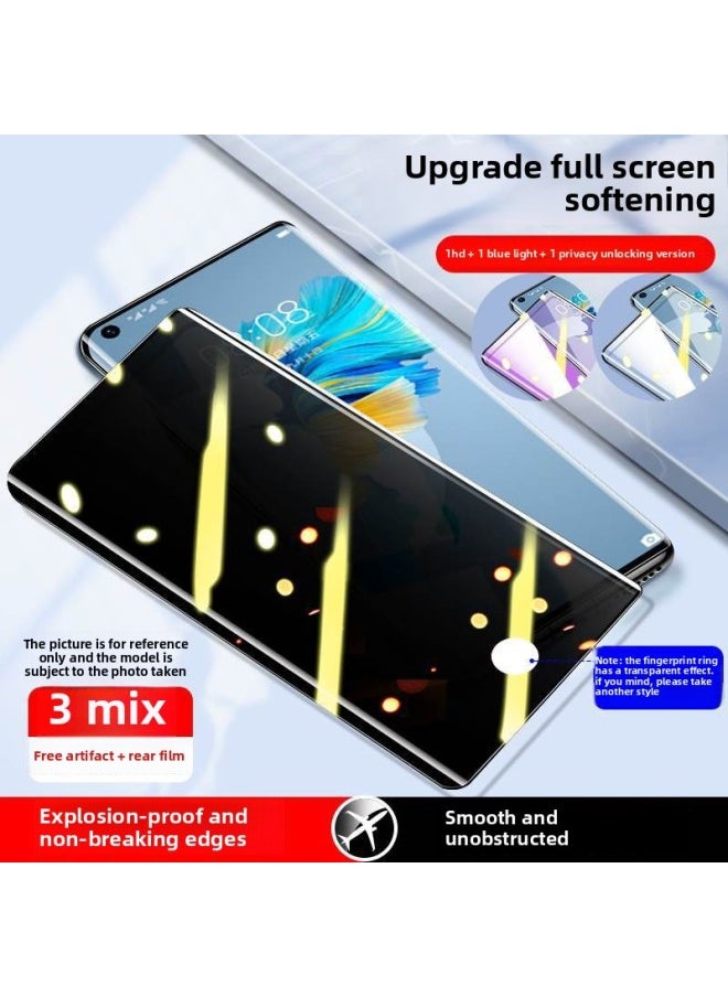 Generic - For HuaweiMate40pro Tempered Film Mate 50 Mobile Phone Film P40 Pro Ceramic P30/P50/P60Pro-Color:Mixed 3-set Ultra-clear 1 Set + 1 Set Of Blue Light + 1 Set Of Anti-peep Second Template, Sensitive Touch Control-Size:For HuaweiMate50rs Porsche Design - Image 1