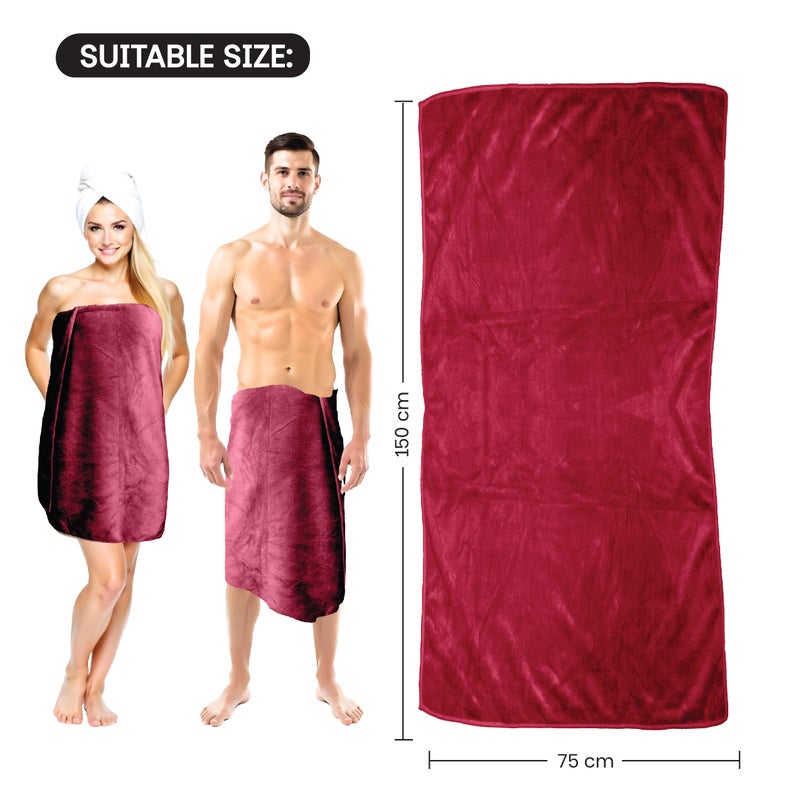 HOUSSE Premium Microfiber Bath Towel - Extra Large 75x150cm Quick Dry Towels for Women Men & Kids | Super Soft Plush 550 GSM | Ultra Absorbent for Home Swimming Sports & Travel (Red Plum) - Image 4