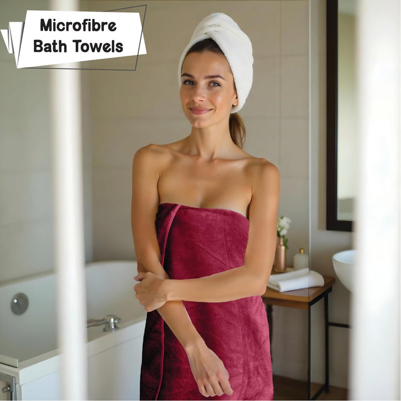 HOUSSE Premium Microfiber Bath Towel - Extra Large 75x150cm Quick Dry Towels for Women Men & Kids | Super Soft Plush 550 GSM | Ultra Absorbent for Home Swimming Sports & Travel (Red Plum) - Image 5