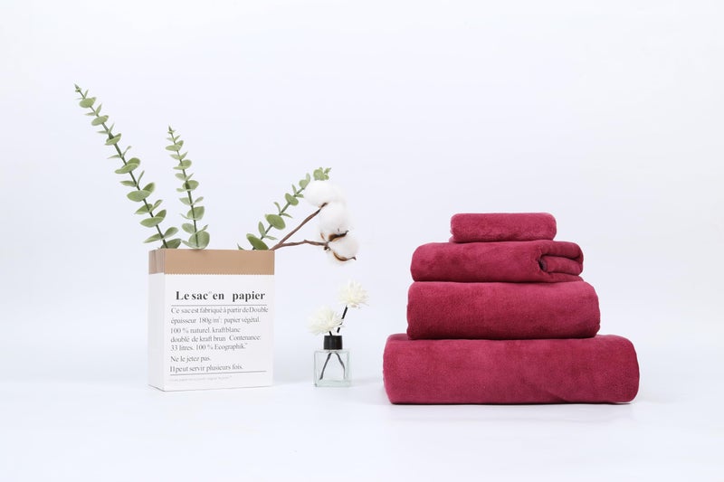 HOUSSE Premium Microfiber Bath Towel - Extra Large 75x150cm Quick Dry Towels for Women Men & Kids | Super Soft Plush 550 GSM | Ultra Absorbent for Home Swimming Sports & Travel (Red Plum) - Image 3