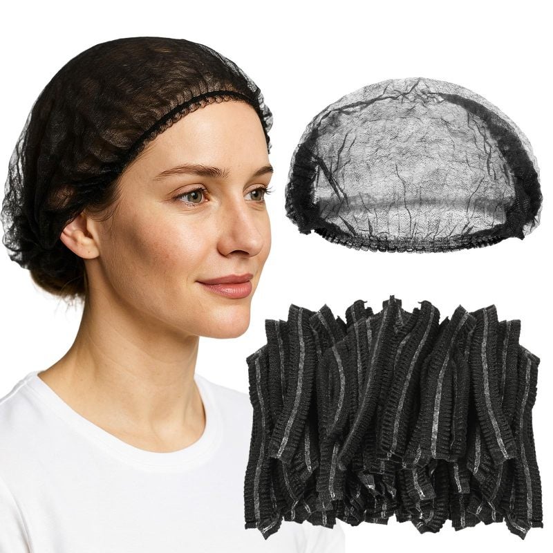 Disposable Bouffant Caps: 500-Count Black Non-Woven Fabric - Breathable Comfortable Secure Elastic Design Hair Nets for Food Service Healthcare Kitchen Home Use - Image 1