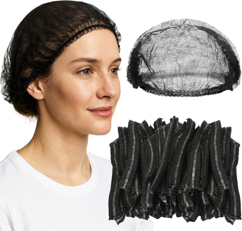 Disposable Bouffant Caps: 500-Count Black Non-Woven Fabric - Breathable Comfortable Secure Elastic Design Hair Nets for Food Service Healthcare Kitchen Home Use - Image 2