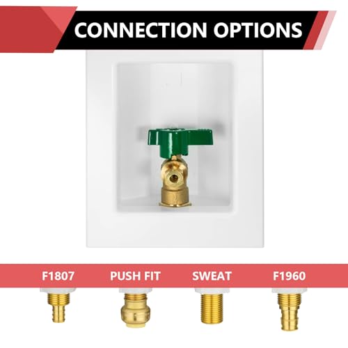 EFIELD صندوق مخرج صانع الثلج EFIELD Pex مسبق التجميع، 1/2 بوصة Pex F1807 ضغط مع صمام كروي بربع دورة مثبت، أبيض (IM002) - Image 4