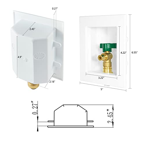 EFIELD صندوق مخرج صانع الثلج EFIELD Pex مسبق التجميع، 1/2 بوصة Pex F1807 ضغط مع صمام كروي بربع دورة مثبت، أبيض (IM002) - Image 2