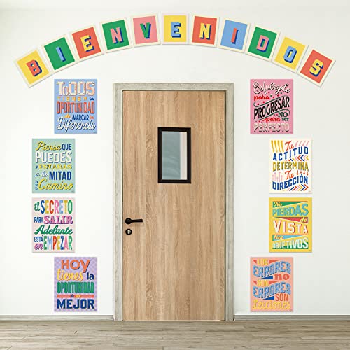 Sweetzer & Orange Set of 8 Motivational Posters in Spanish & BIENVENIDOS Letters for Teachers & Students - Language Charts That Inspire - Laminated Growth Mindset Banners for Classroom - 11"x14" - Image 4