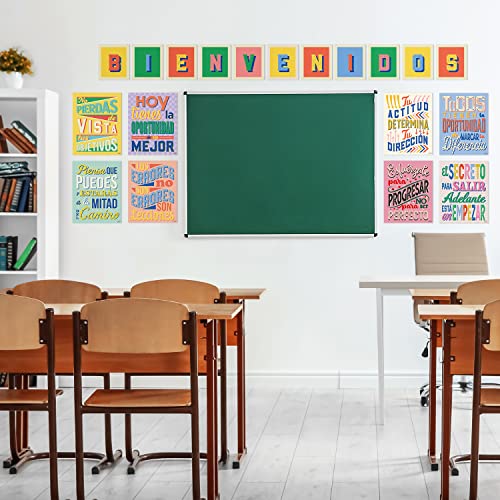Sweetzer & Orange Set of 8 Motivational Posters in Spanish & BIENVENIDOS Letters for Teachers & Students - Language Charts That Inspire - Laminated Growth Mindset Banners for Classroom - 11"x14" - Image 3