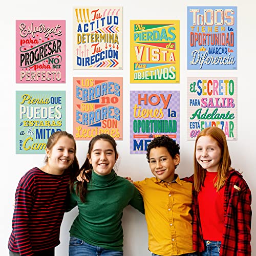 Sweetzer & Orange Set of 8 Motivational Posters in Spanish & BIENVENIDOS Letters for Teachers & Students - Language Charts That Inspire - Laminated Growth Mindset Banners for Classroom - 11"x14" - Image 5