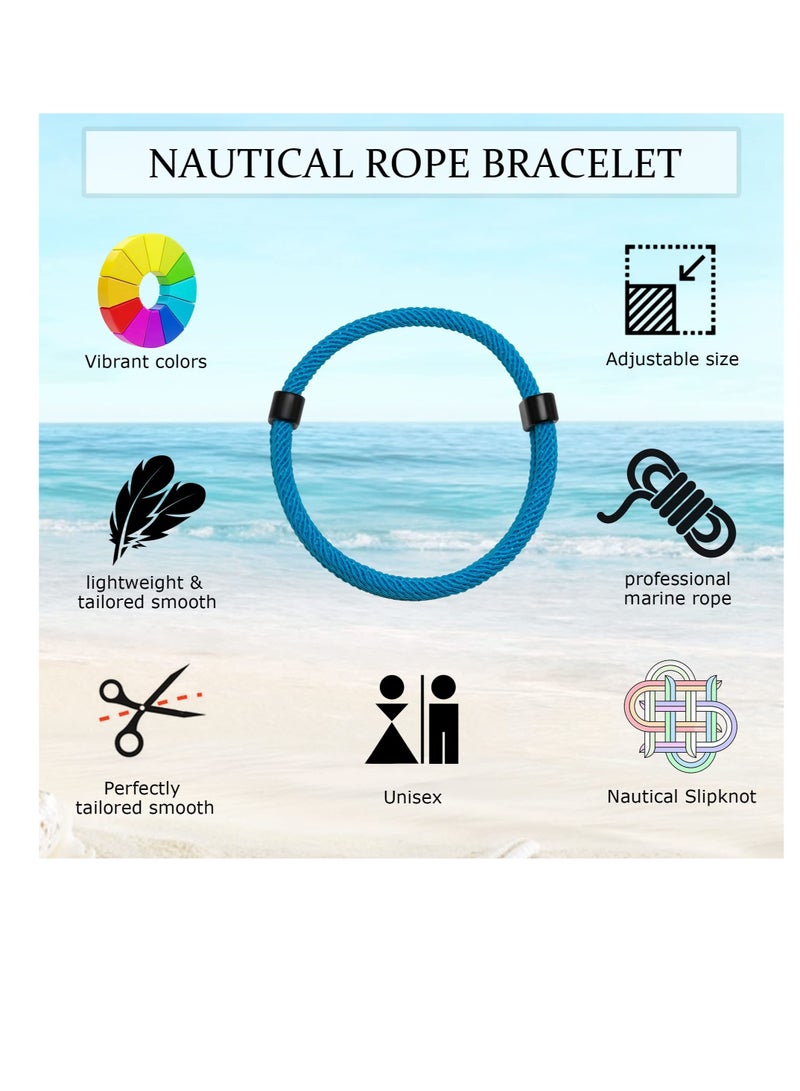 Nautical Braided Rope Bracelets Set, 6 Pcs Adjustable Braided Cord Bracelet, Men Women Braided Bracelets, Handmade Navy Marine String Bracelet  - Image 4