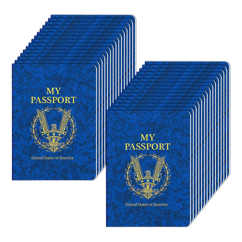 Kenburg 30Pcs Blank Passport Notebook Passport Books for Kids Blue Passport Notebook 4 x 55Inch Blank Passport Notebook Pretend Passports for Back to School Party School Theme Party Favors - Image 3