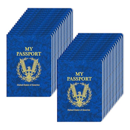 Kenburg 30Pcs Blank Passport Notebook Passport Books for Kids Blue Passport Notebook 4 x 55Inch Blank Passport Notebook Pretend Passports for Back to School Party School Theme Party Favors - Image 1