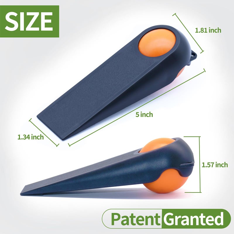 COVERCORNER Door Stoppers for Bottom of Door, Rubber Door Stopper Wedges, Door Holders for All Types of Surfaces, 2 Pack Magic Ball Door Stops, 5 inch, Black and Orange - Image 2